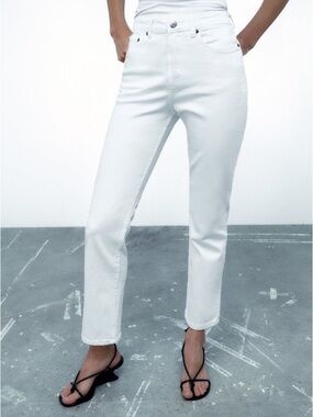 NWT ZARA STOVE PIPE WHITE HIGH RISE ANKLE LENGTH JEANS US6
